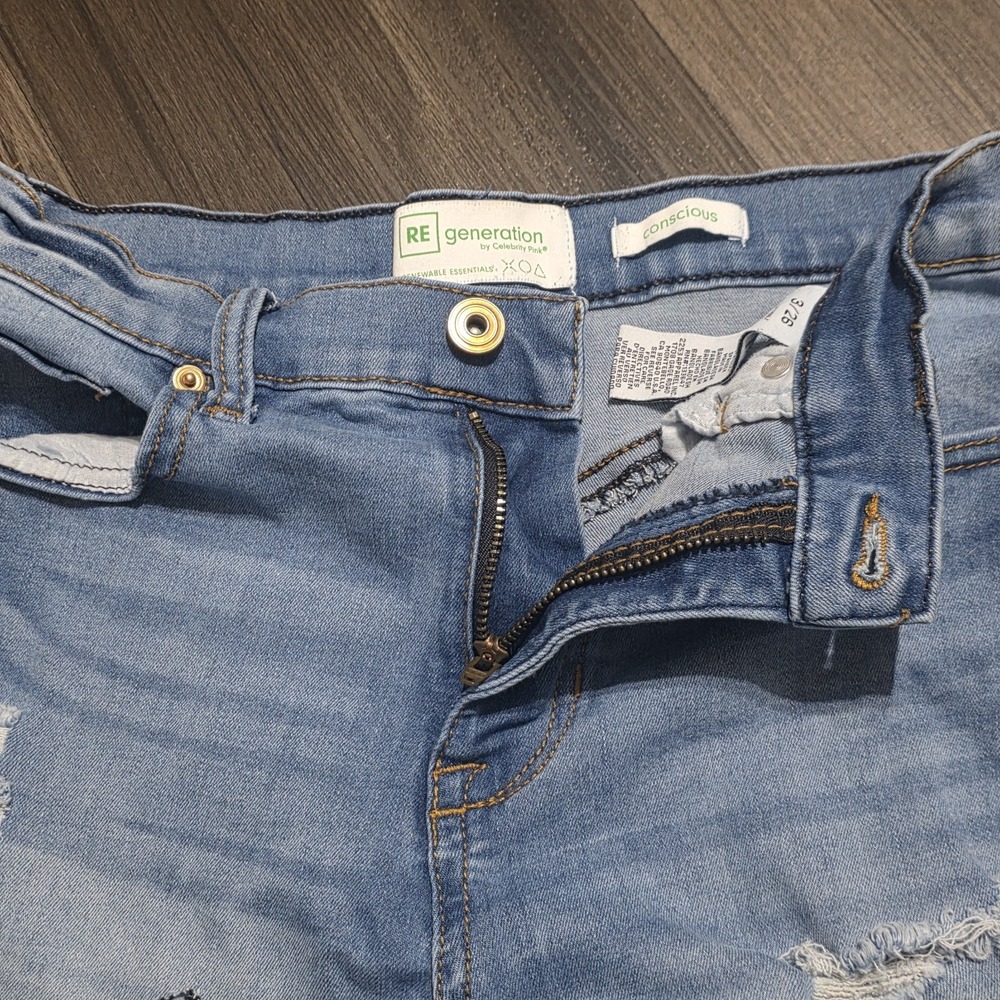RE generation by Celebrity Pink Mid-Rise Roll Cuff Denim Shorts 3/26 Blue